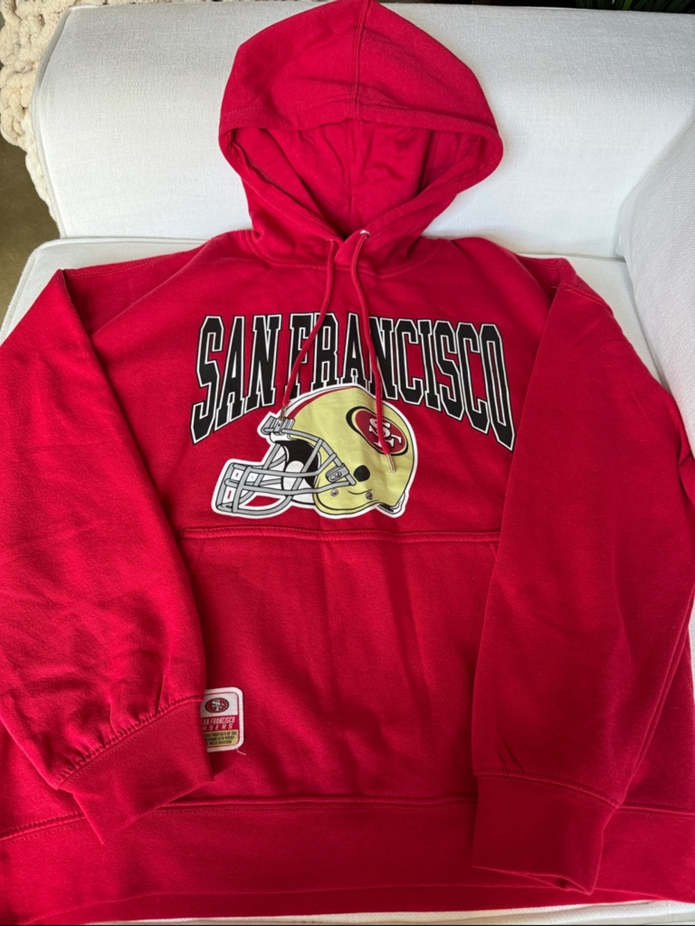 NFL San Francisco Red Hoodie with Gold Helmet Graphic